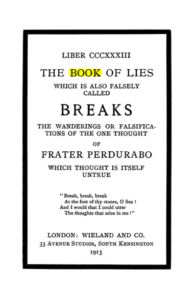 Original scan of The Book of Lies, PDF page 5