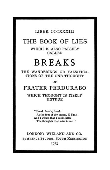 Original scan of The Book of Lies, PDF page 5