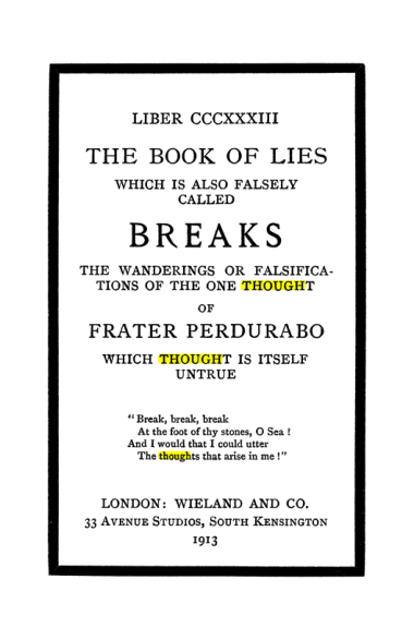 Original scan of The Book of Lies, PDF page 5