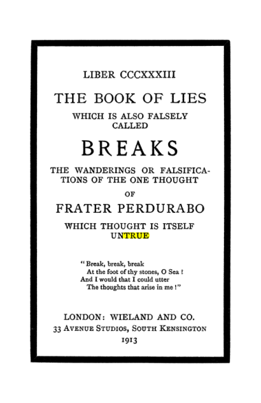 Original scan of The Book of Lies, PDF page 5