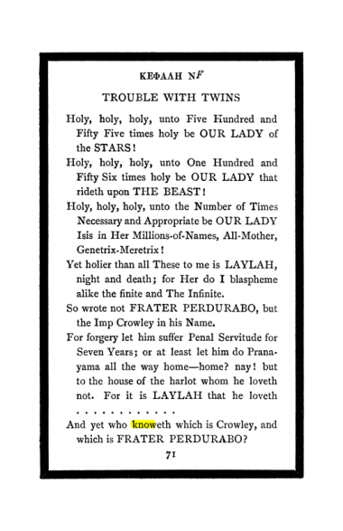 Original scan of The Book of Lies, PDF page 75