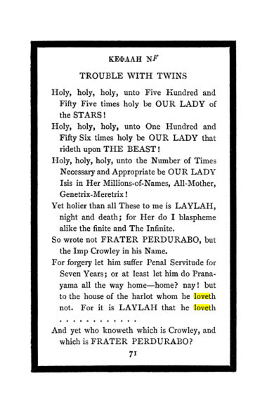 Original scan of The Book of Lies, PDF page 75