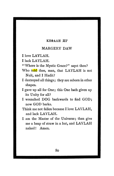 Original scan of The Book of Lies, PDF page 84