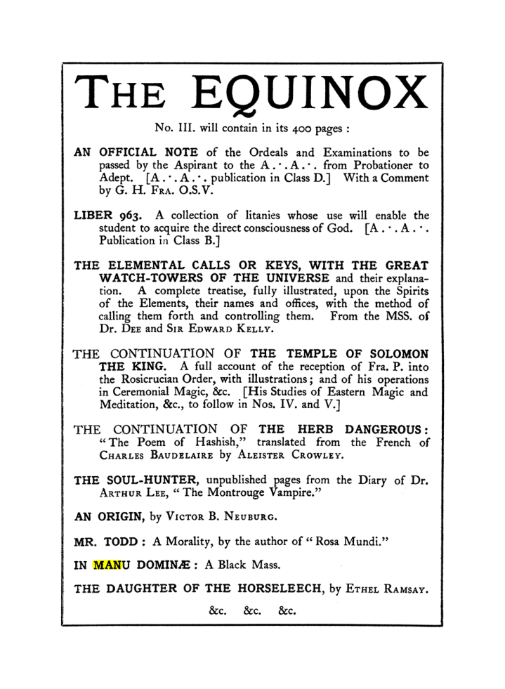 Original scan of The Equinox (Volume I, Number I), PDF page 406