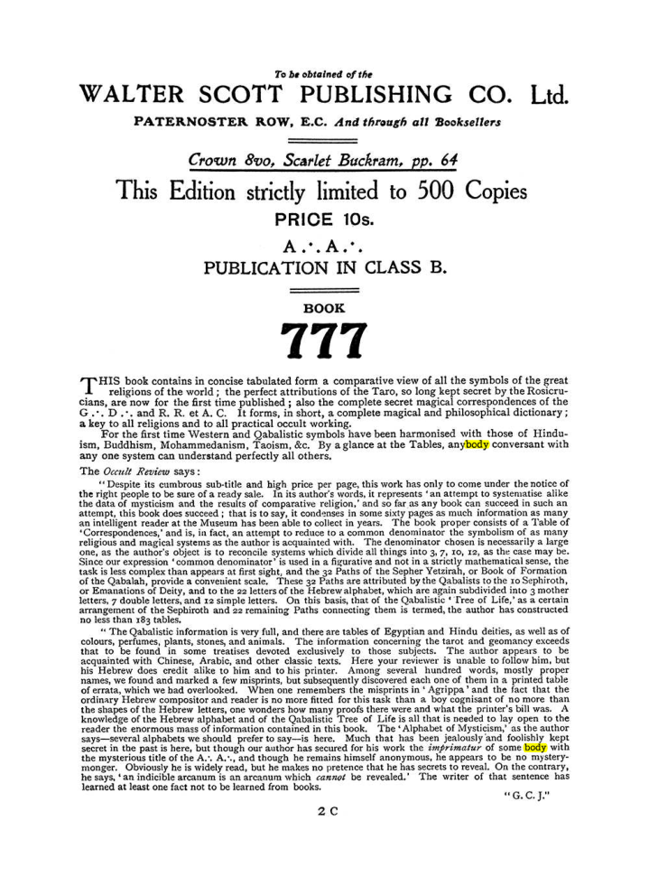 Original scan of The Equinox (Volume I, Number I), PDF page 410