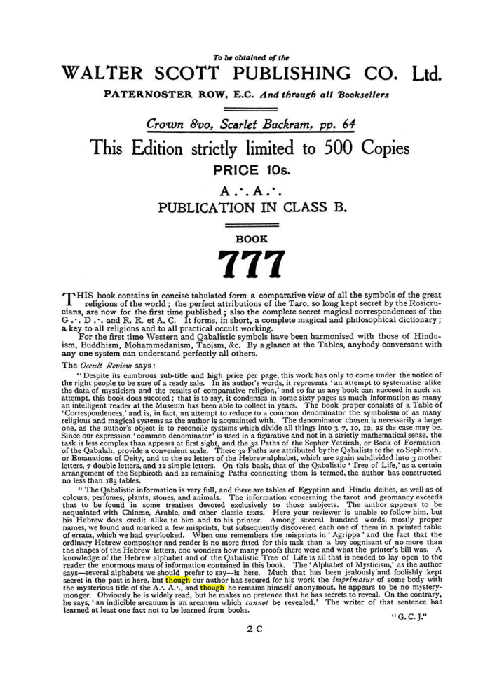 Original scan of The Equinox (Volume I, Number I), PDF page 410