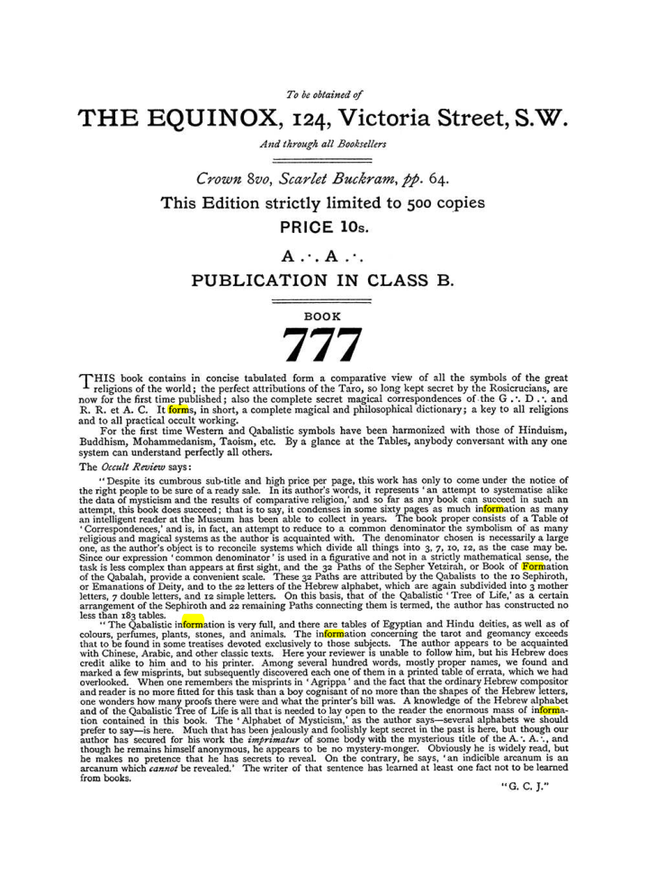 Original scan of The Equinox (Volume I, Number IV), PDF page 492