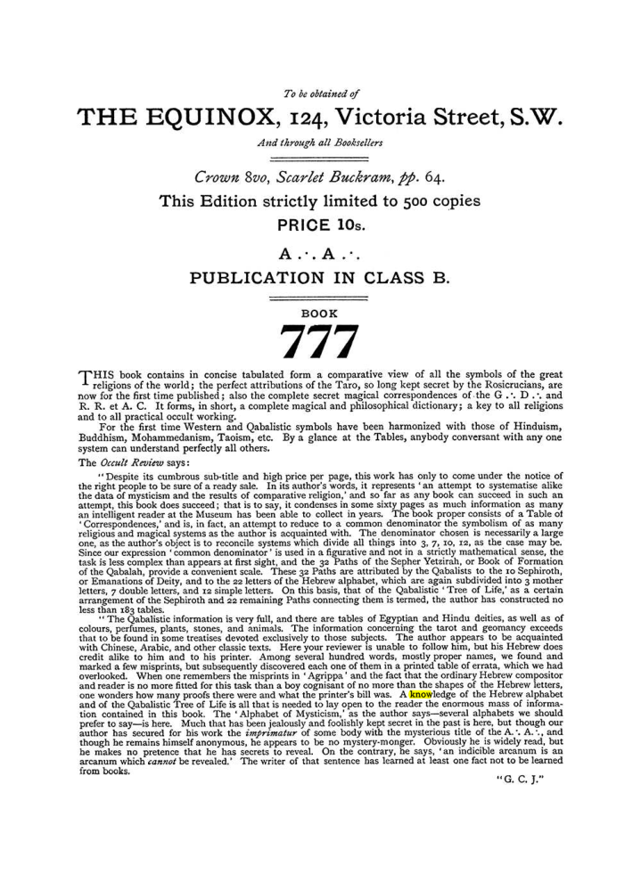 Original scan of The Equinox (Volume I, Number IV), PDF page 492