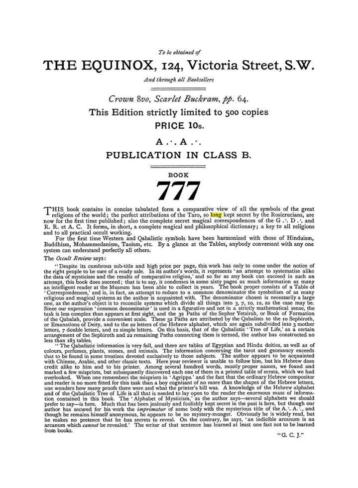 Original scan of The Equinox (Volume I, Number IV), PDF page 492