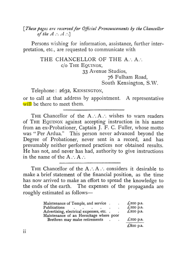 Original scan of The Equinox (Volume I, Number IX), PDF page 2