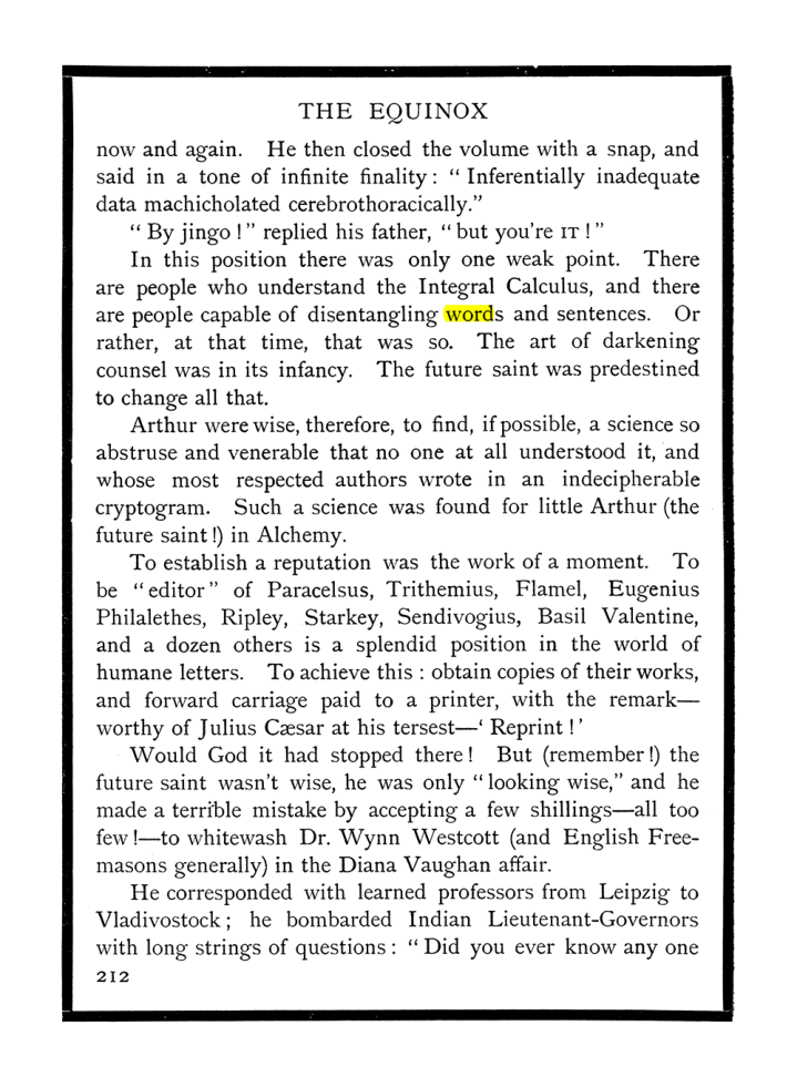 Original scan of The Equinox (Volume I, Number IX), PDF page 250