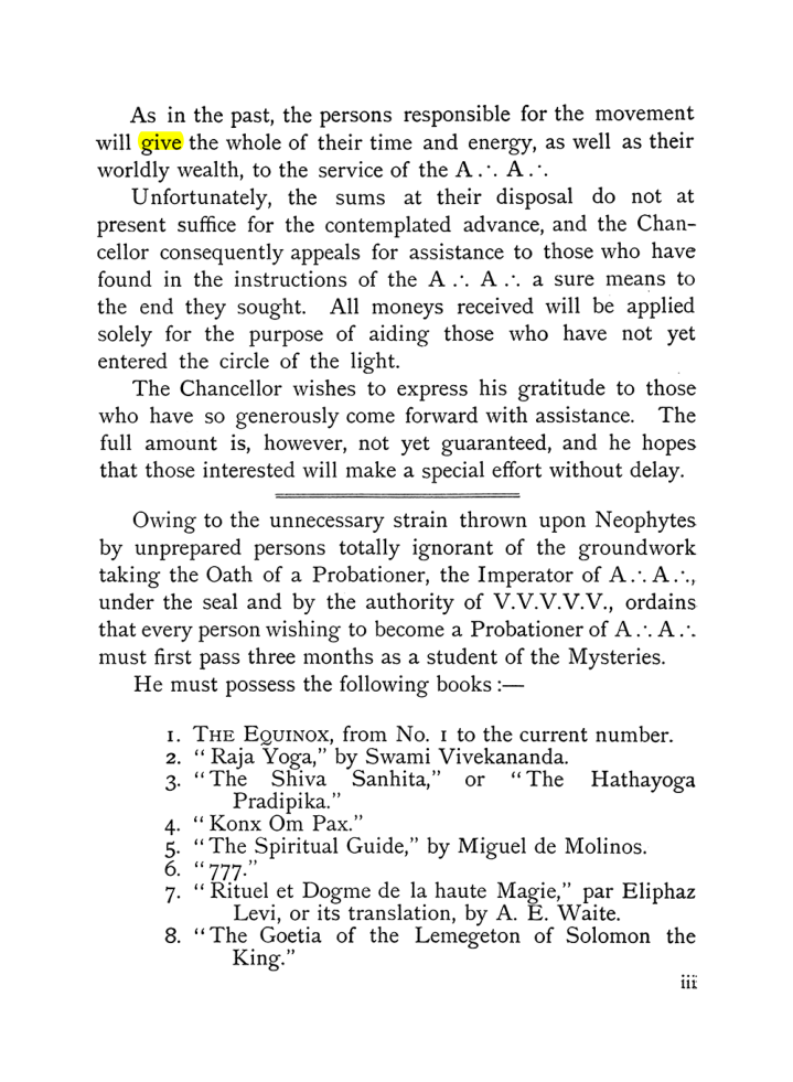 Original scan of The Equinox (Volume I, Number IX), PDF page 3