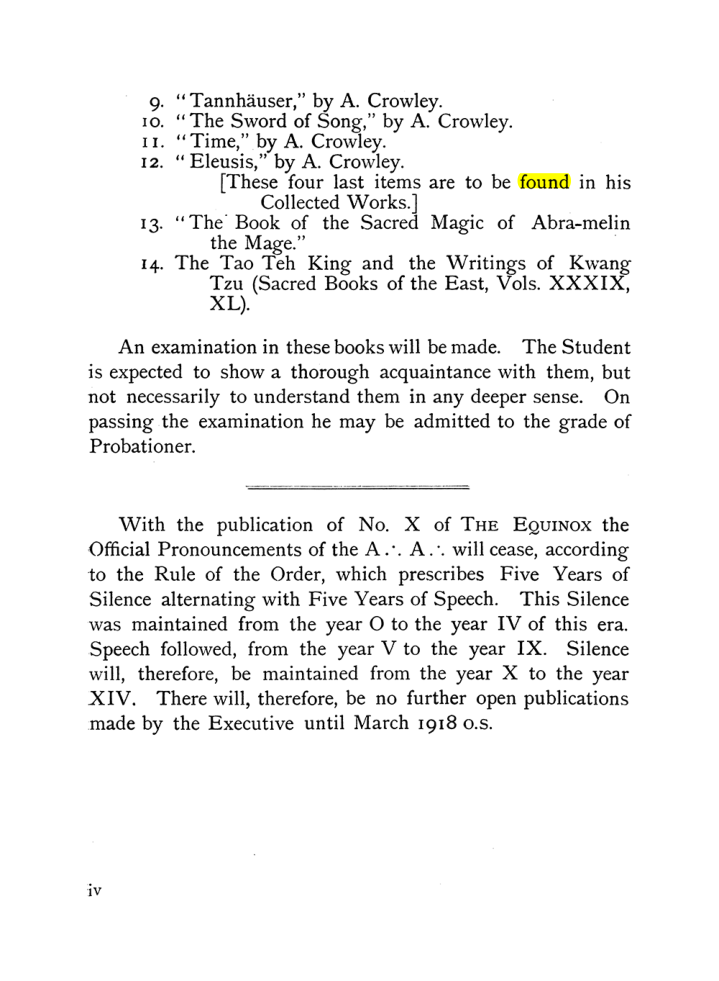 Original scan of The Equinox (Volume I, Number IX), PDF page 4