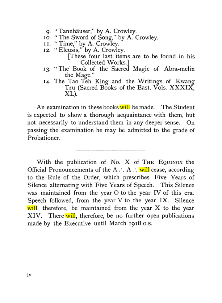 Original scan of The Equinox (Volume I, Number IX), PDF page 4