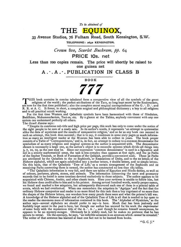 Original scan of The Equinox (Volume I, Number IX), PDF page 604
