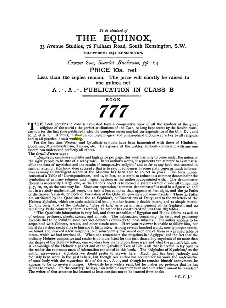 Original scan of The Equinox (Volume I, Number IX), PDF page 604