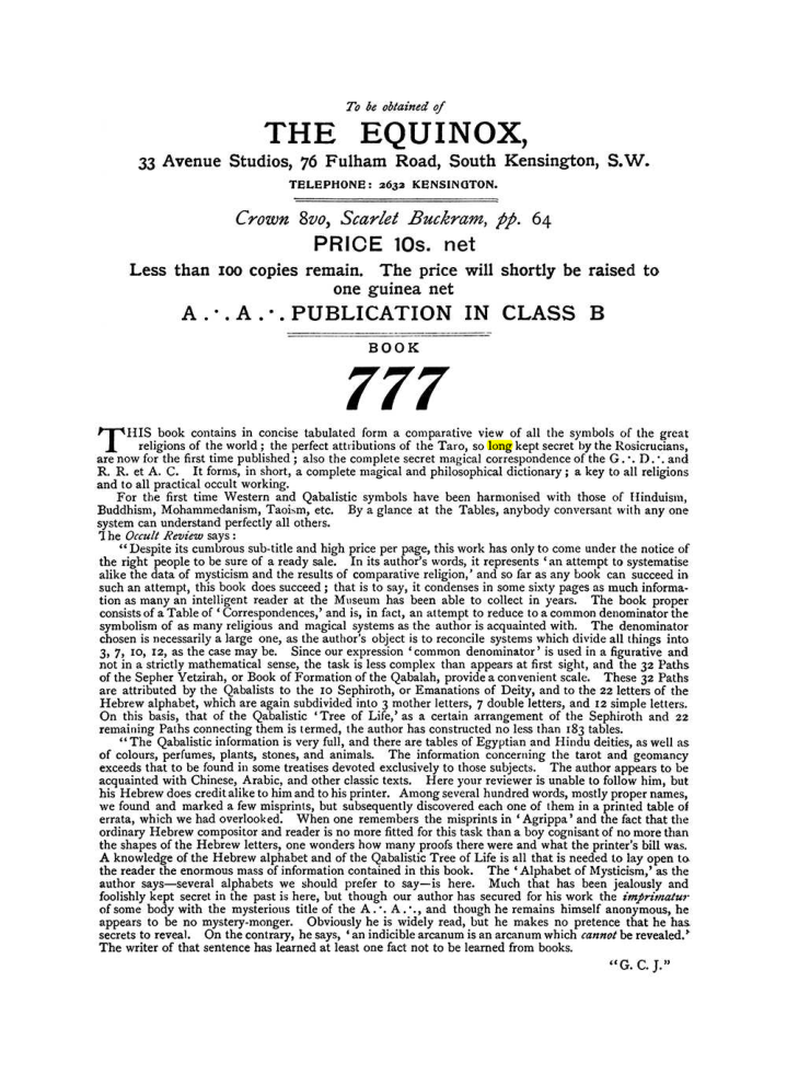 Original scan of The Equinox (Volume I, Number IX), PDF page 604