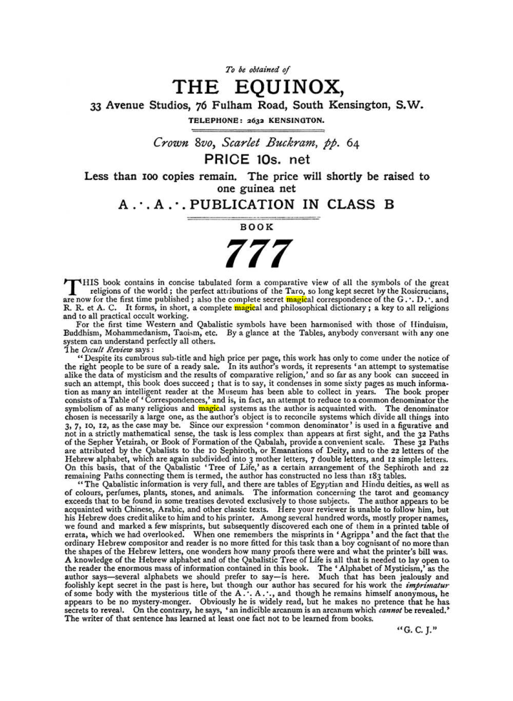 Original scan of The Equinox (Volume I, Number IX), PDF page 604