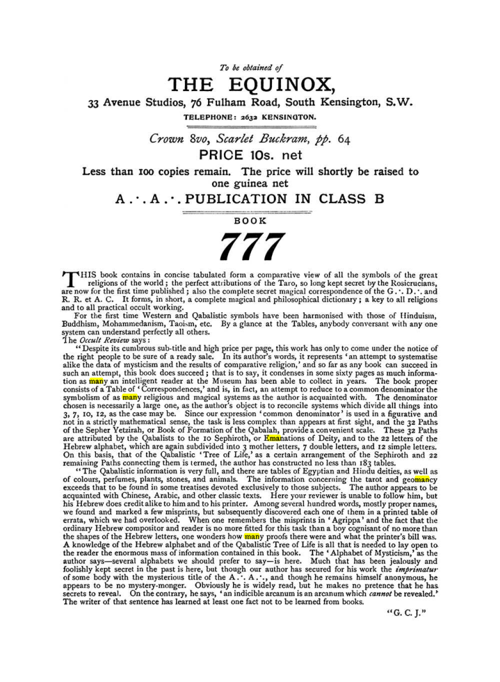 Original scan of The Equinox (Volume I, Number IX), PDF page 604