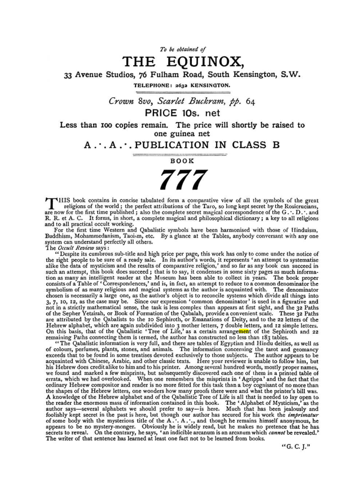 Original scan of The Equinox (Volume I, Number IX), PDF page 604