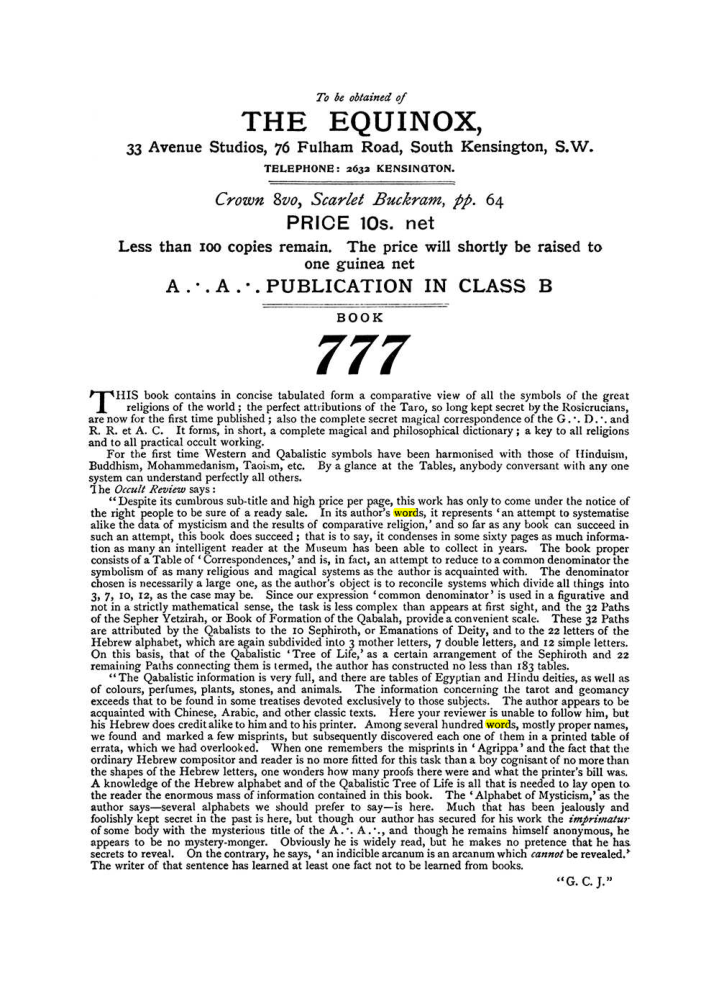 Original scan of The Equinox (Volume I, Number IX), PDF page 604