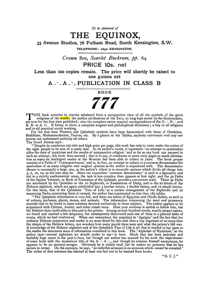 Original scan of The Equinox (Volume I, Number IX), PDF page 604