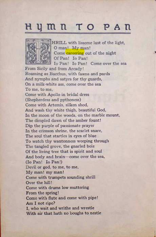 Original scan of Hymn to Pan, PDF page 2