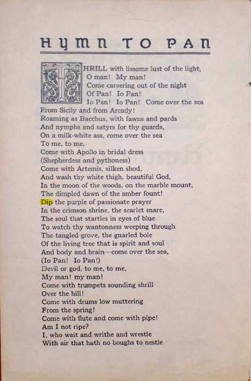 Original scan of Hymn to Pan, PDF page 2