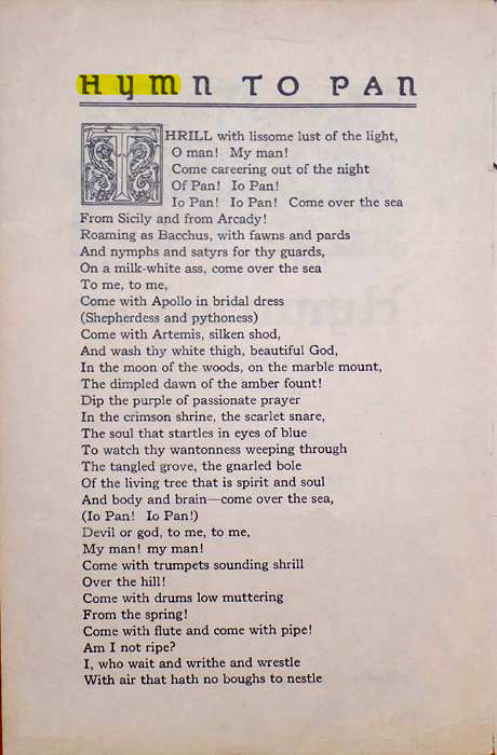 Original scan of Hymn to Pan, PDF page 2