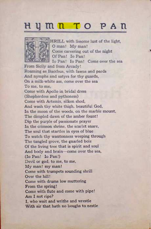 Original scan of Hymn to Pan, PDF page 2