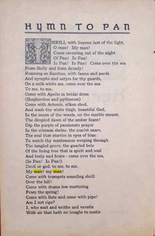 Original scan of Hymn to Pan, PDF page 2