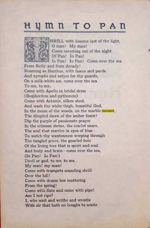 Original scan of Hymn to Pan, PDF page 2
