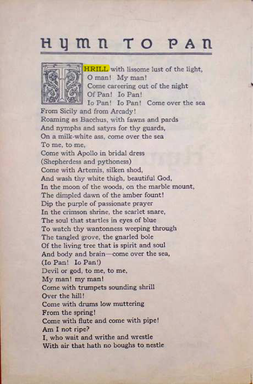 Original scan of Hymn to Pan, PDF page 2