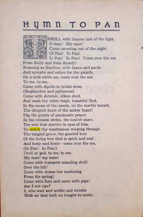 Original scan of Hymn to Pan, PDF page 2