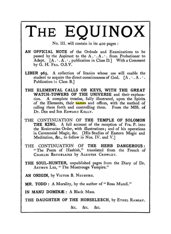 Original scan of The Equinox (Volume I, Number II), PDF page 406