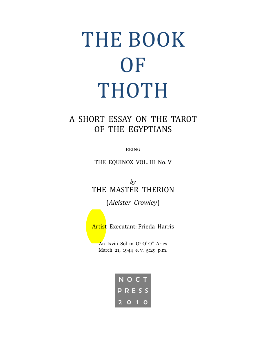 Original scan of The Book of Thoth, PDF page 2