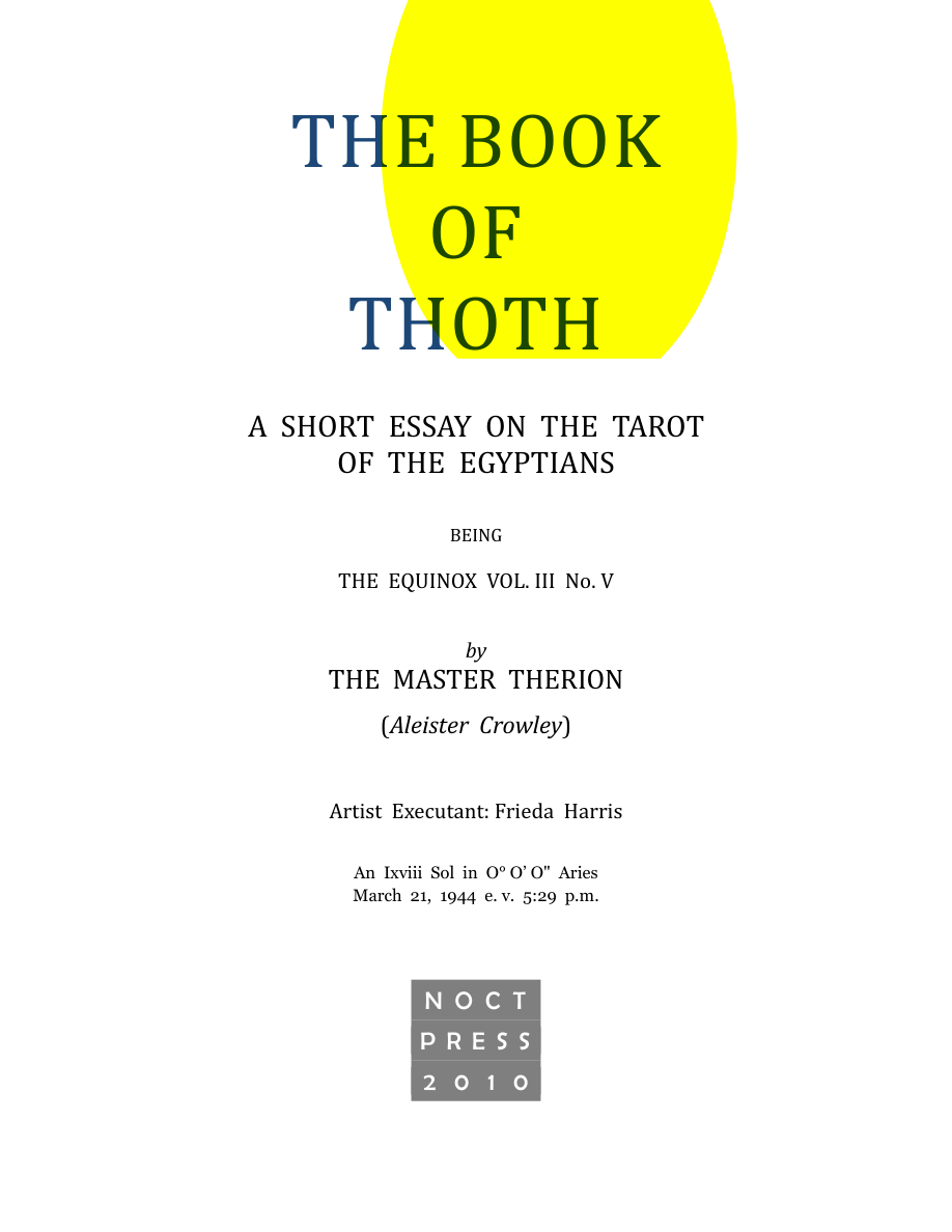 Original scan of The Book of Thoth, PDF page 2