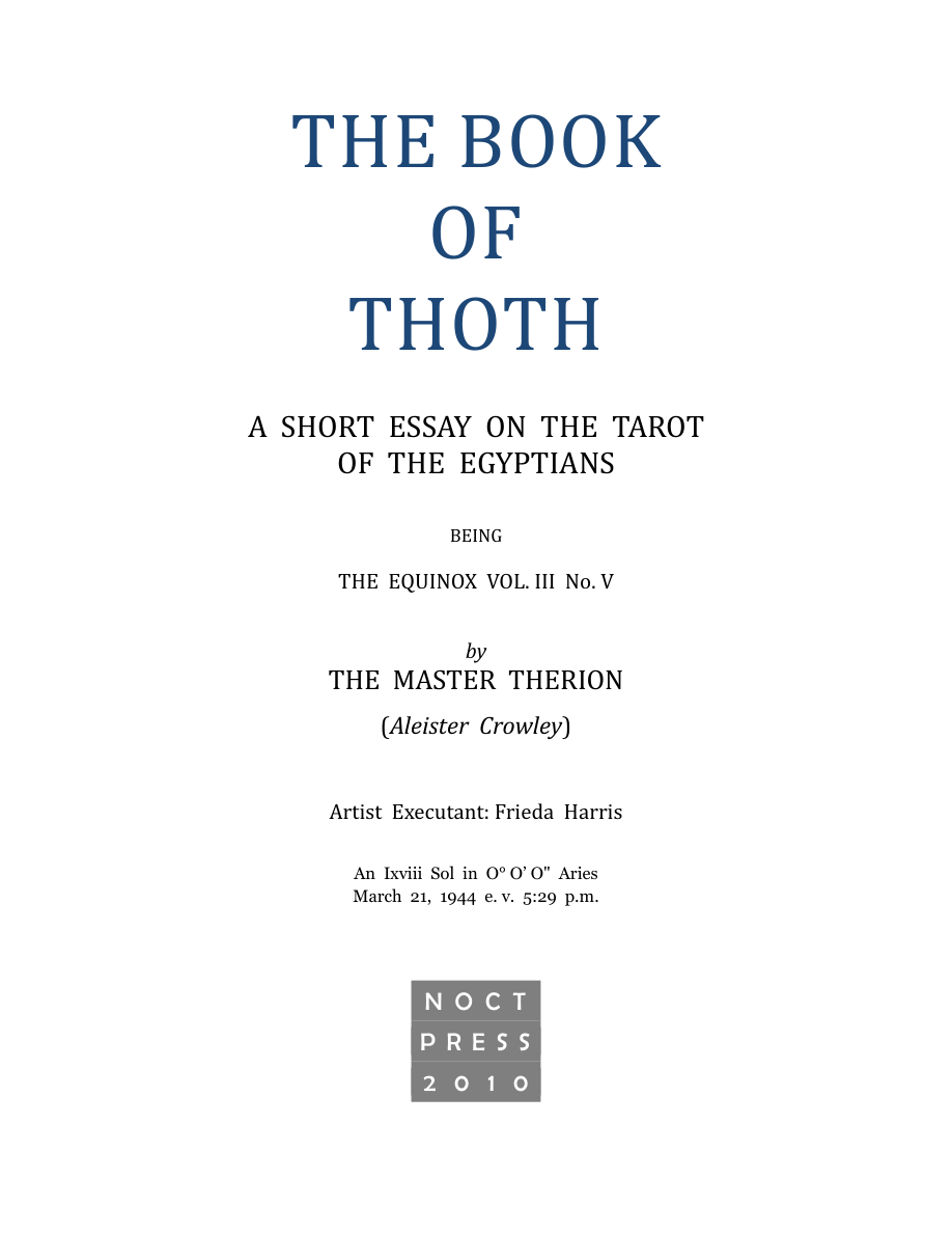 Original scan of The Book of Thoth, PDF page 2