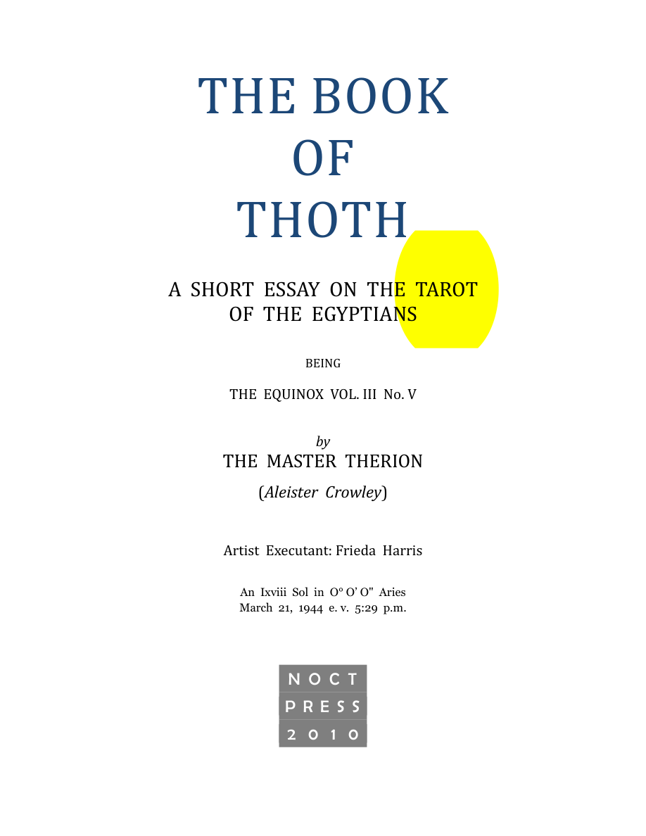 Original scan of The Book of Thoth, PDF page 2