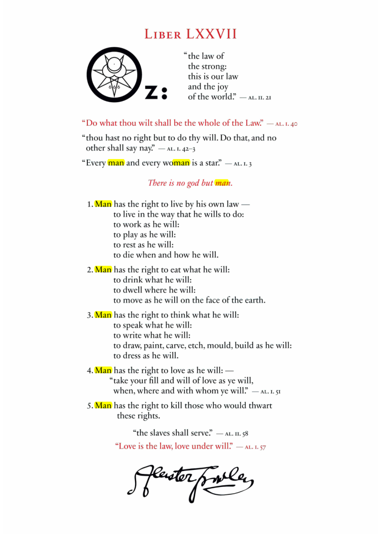 Original scan of Liber OZ, PDF page 3