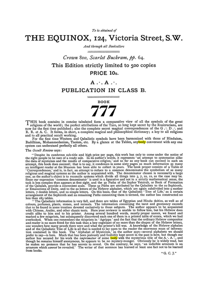 Original scan of The Equinox (Volume I, Number III), PDF page 492