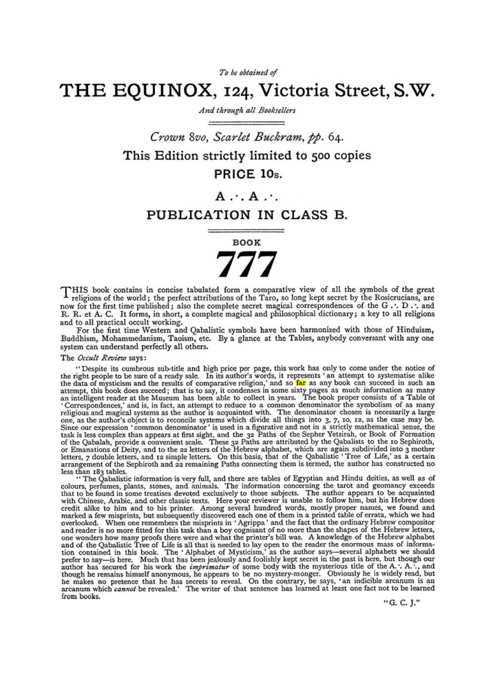 Original scan of The Equinox (Volume I, Number III), PDF page 492