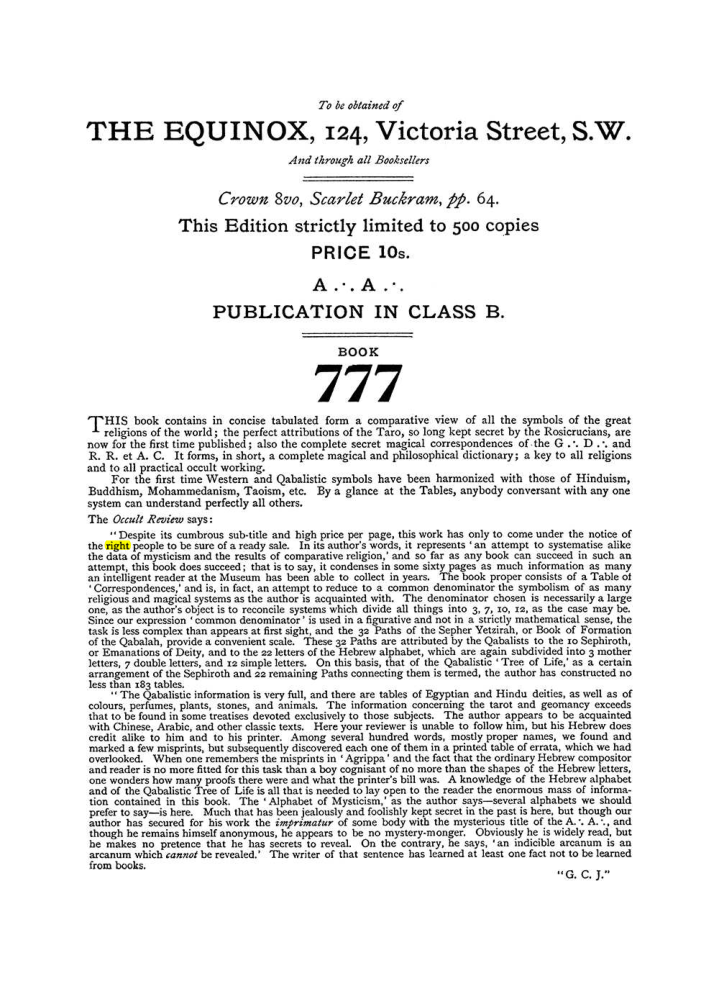 Original scan of The Equinox (Volume I, Number III), PDF page 492