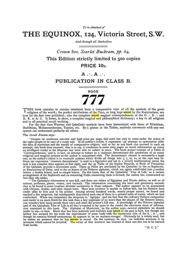 Original scan of The Equinox (Volume I, Number III), PDF page 492