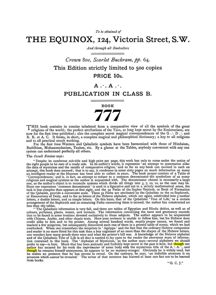 Original scan of The Equinox (Volume I, Number III), PDF page 492