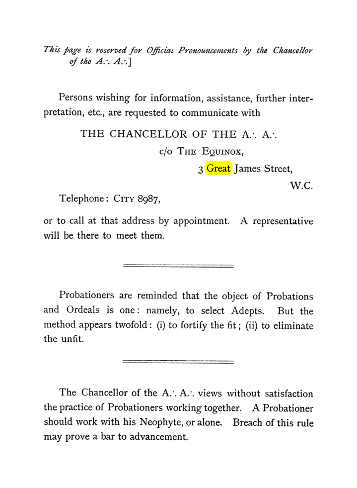 Original scan of The Equinox (Volume I, Number V), PDF page 2