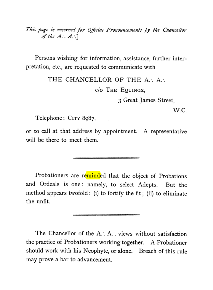 Original scan of The Equinox (Volume I, Number V), PDF page 2