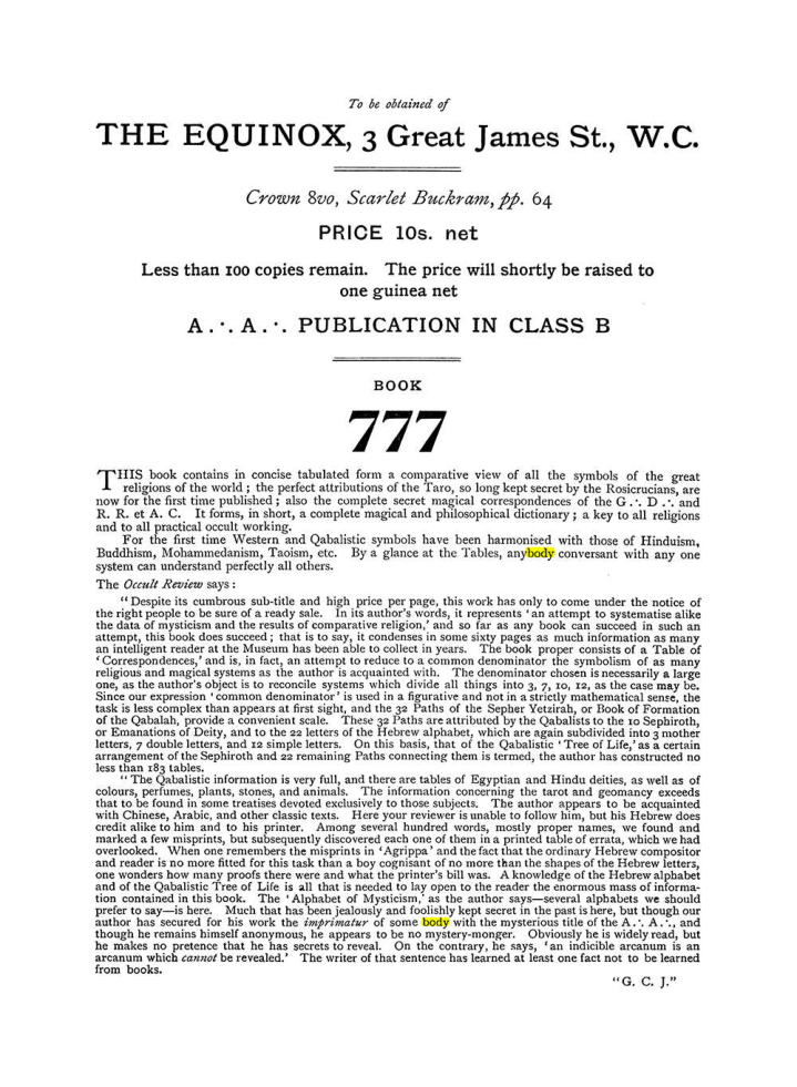 Original scan of The Equinox (Volume I, Number V), PDF page 312
