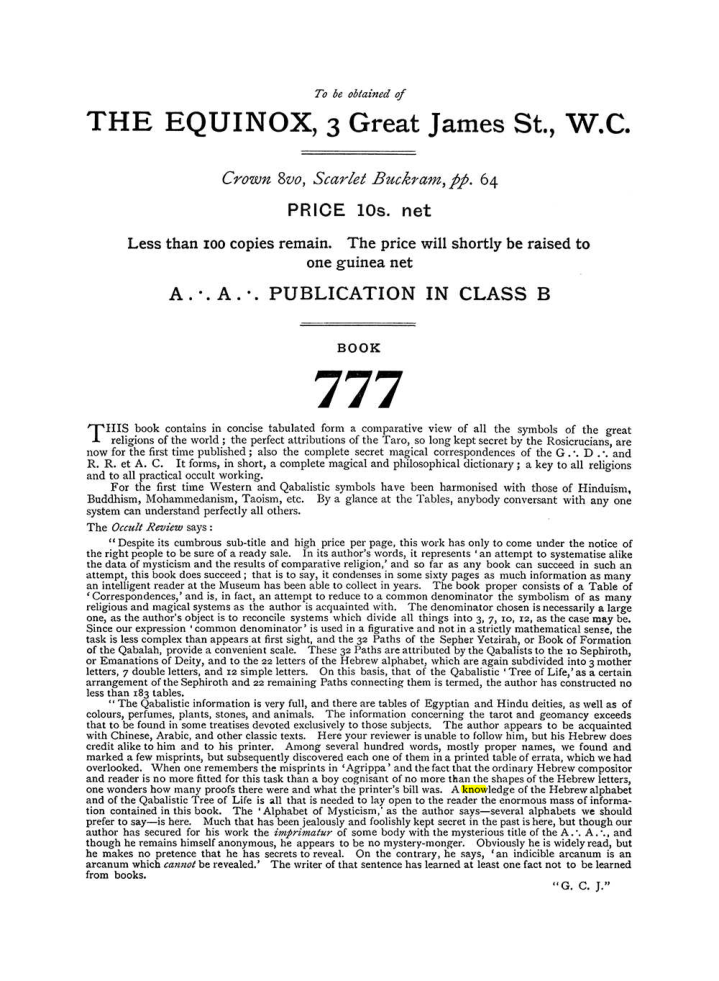 Original scan of The Equinox (Volume I, Number V), PDF page 312