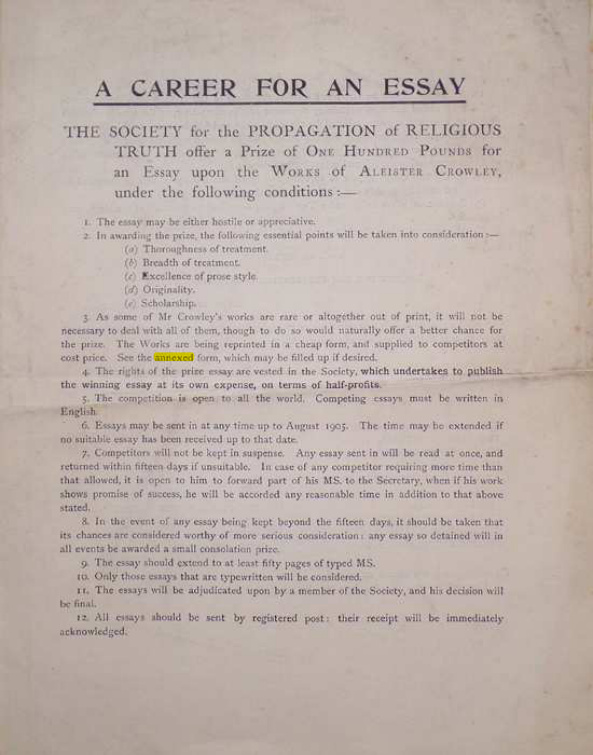 Original scan of A Career for an Essay, PDF page 1